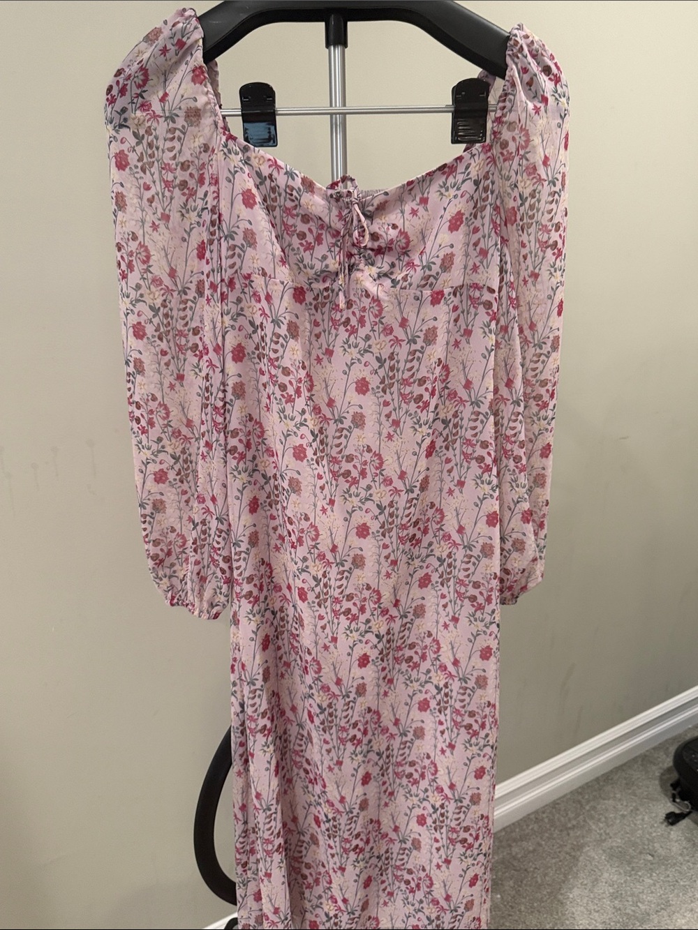 Pink Floral Off-Shoulder dress